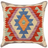 handmade Traditional Pillow Rust Blue Hand-Woven SQUARE 100% WOOL  Hand woven turkish pillow  PILLOW